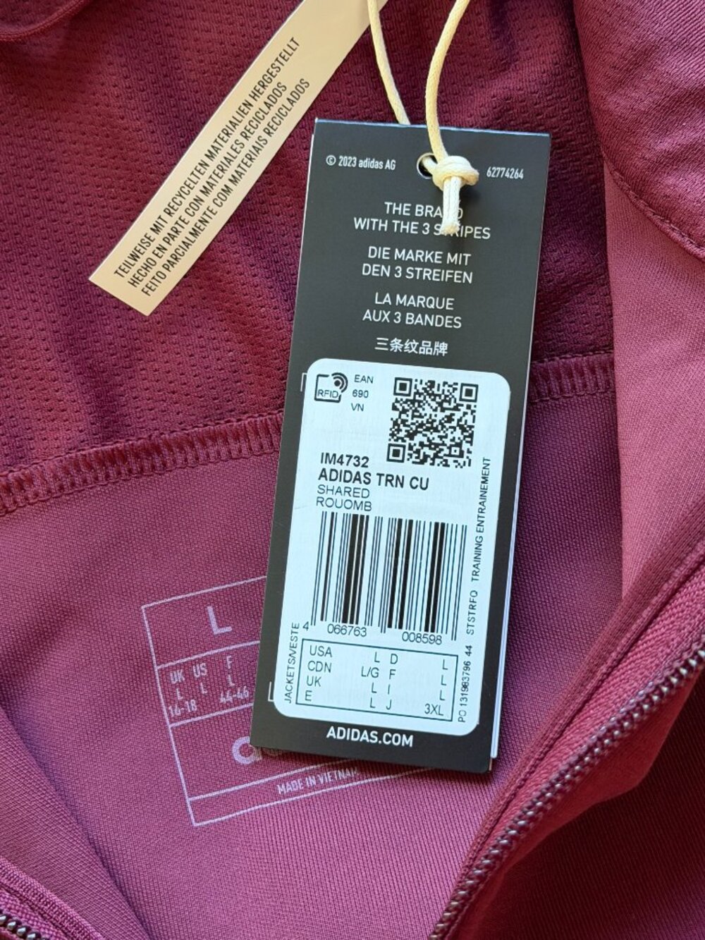 Adidas Recycled Performance Training Jacket NWT Red Large - Picture 11 of 12